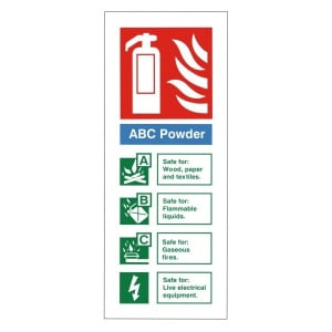 ABC Powder Fire Extinguisher Identification Sign C/W Self Adhesive