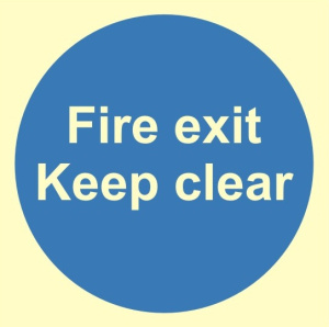 Luminous Fire Exit Keep Clear Sign 100mm x 100mm