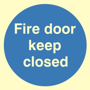 Luminous Fire Door Keep Closed Sign 100mm x 100mm