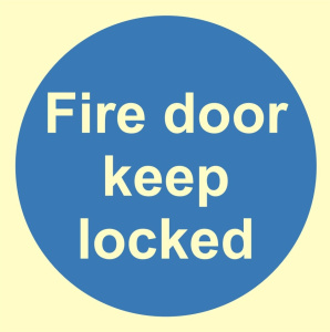 Luminous Fire Door Keep Locked Sign 100mm x 100mm