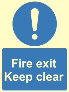 Luminous Fire Exit Keep Clear Sign 200mm x 300mm