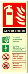 Luminous CO2 Fire Extinguisher Identification Sign C/W Self Adhesive