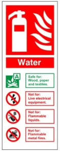 Water Fire Extinguisher Identification Sign C/W Self Adhesive