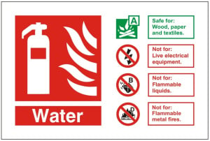 Water Fire Extinguisher Identification Sign C/W Self Adhesive
