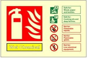 Wet Chemical Fire Extinguisher Identification Sign C/W Self Adhesive