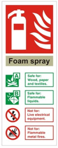 Foam Fire Extinguisher Identification Sign C/W Self Adhesive