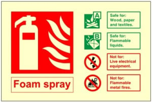Luminous Foam Fire Extinguisher Identifcation Sign C/W Self Adhesive