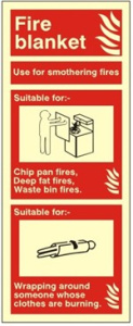 Luminous Fire Blanket Extinguisher Identification Sign C/W Self Adhesive