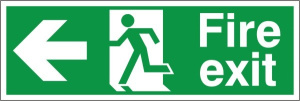 Self Adhesive PVC Fire Exit Left Running Man Sign 150x400mm