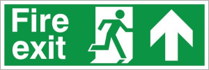 Self Adhesive PVC Fire Exit Up/Forward Running Man Sign 150x400mm
