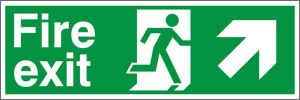 Self Adhesive PVC Fire Exit Up & Right Running Man Sign 150x400mm