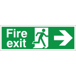 Self Adhesive PVC Fire Exit Right Running Man Sign 100x300mm