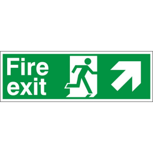 Self Adhesive PVC Fire Exit Up & Right Running Man Sign 100x300mm