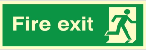 Luminous Self Adhesive PVC Fire Exit Final Exit (No Arrow) Running Man Sign 100x300mm