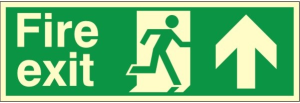 Luminous Self Adhesive PVC Fire Exit Up/Forward Running Man Sign 100x300mm