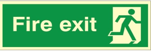 Luminous Self Adhesive PVC Fire Exit Final Exit (No Arrow) Running Man Sign 150x400mm