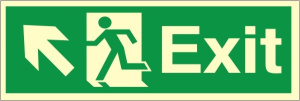Luminous Self Adhesive PVC Exit Up & Left Running Man Sign 100x300mm
