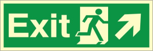 Luminous Self Adhesive PVC Exit Up & Right Running Man Sign 400x150mm