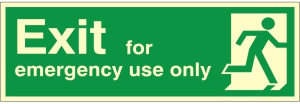 Exit For Emergency Use Only Sign C/W Self Adhesive