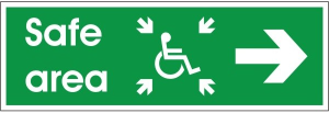Refuge Safe Area Sign - Right C/W Self Adhesive