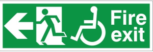 Refuge Fire Exit Sign - Left C/W Self Adhesive