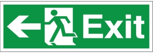 Self Adhesive PVC Exit Left Running Man Sign 150x400mm