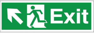 Self Adhesive PVC Exit Up & Left Running Man Sign 150x400mm