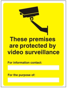 White Rigid PVC These Premises Are Protected By Video Surveillance Sign 450mm Wide x 600mm High