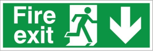 PVC Fire Exit Down Running Man Sign 600x200mm