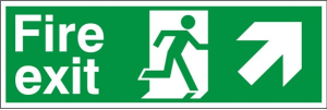 PVC Fire Exit Up & Right Running Man Sign 600x200mm