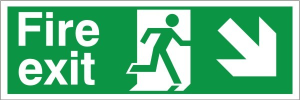 PVC Fire Exit Down & Right Running Man Sign 600x200mm