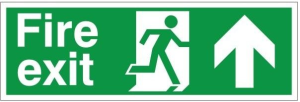 Self Adhesive PVC Fire Exit Up/Forward Running Man Sign 600x200mm