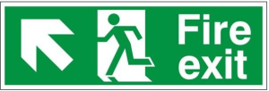 Self Adhesive PVC Fire Exit Up & Left Running Man Sign 600x200mm