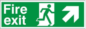 Self Adhesive PVC Fire Exit Up & Right Running Man Sign 600x200mm