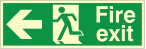 Luminous Self Adhesive PVC Fire Exit Left Running Man Sign 600x200mm