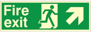 Luminous Self Adhesive PVC Fire Exit Up & Right Running Man Sign 600x200mm