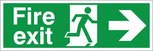 Self Adhesive Fire Exit Right Running Man Sign 300x100mm