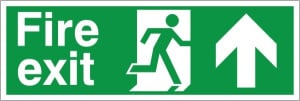 Self Adhesive Fire Exit Up/Forward Running Man Sign 300x100mm