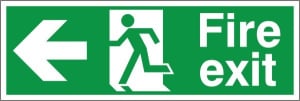 Self Adhesive Fire Exit Left Running Man Sign 400x150mm