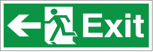 Self Adhesive Exit Left Running Man Sign 300x100mm