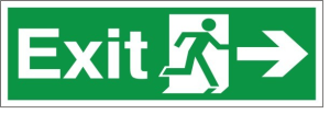 Self Adhesive Exit Right Running Man Sign 300x100mm