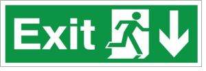 Self Adhesive Exit Down Running Man Sign 300x100mm