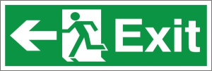 Self Adhesive Exit Left Running Man Sign 400x150mm