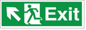 Self Adhesive Exit Up & Left Running Man Sign 400x150mm
