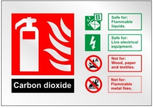 CO2 Fire Extinguisher Stainless Steel Effect ID Sign C/W Self Adhesive