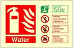 Photoluminescent (Luminous) Water Fire Extinguisher Identification Sign Self Adhesive Vinyl Sticker