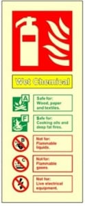 Luminous Wet Chemical Fire Extinguisher Identification Sign Self Adhesive Vinyl Sticker