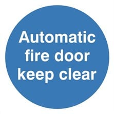 Automatic Fire Door Keep Clear Sign Self Adhesive Vinyl Sticker 100mm x 100mm