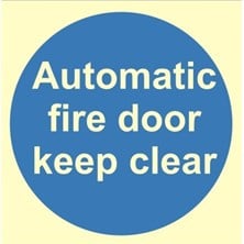 Luminous Automatic Fire Door Keep Clear Sign Self Adhesive Vinyl Sticker 100mm x 100mm