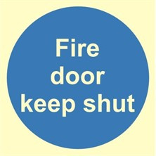Luminous Fire Door Keep Shut Sign Self Adhesive Vinyl Sticker 100mm x 100mm